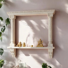 Hand Carved White Washed Archway Wall Shelf 04