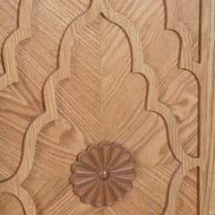 Indian Handmade Solid Wood Carved 4 Doors Sideboard Natural