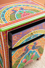 Avani Hand Painted Peacock Solid Wood Side Table 33