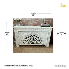 Mehrab Wooden Carved Entryway Console Table White