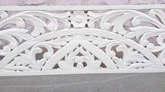 Dynasty Hand Carved Indian Solid Wooden Amani Bed Frame White