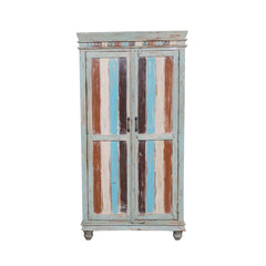 Rainbow Indian Reclaimed Wood Tall Storage Cabinet