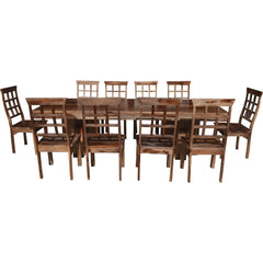 Dallas Ranch Rustic Solid Wood Double Pedestal Dining Table Set For 10