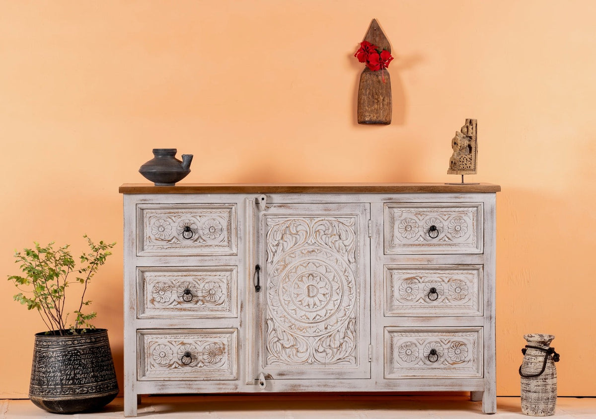 Kalah Hand Carved Solid Wooden Sideboard Buffet 150x90x40cm KLA0140  -  