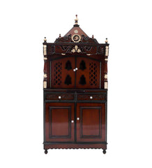 Large Sized Handmade Solid Wood Home Temple In Brown