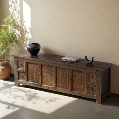 Brush & Timber Indian Handpainted Solid Wood TV Unit Stand B34