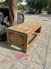 Indian Rajasthani Hand Painted Solid Wood Coffee Table C159