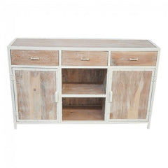 Angle Industrial French Style Metal Sideboard Buffet White 150x40x90cm