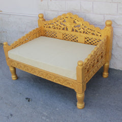 Mughal Garden Hand Carved Balinese Daybed Golden