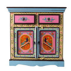 Pandora Hand Painted Indian Solid Wood Buffet Cabinet Multicolour