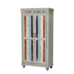 Rainbow Indian Reclaimed Wood Tall Storage Cabinet