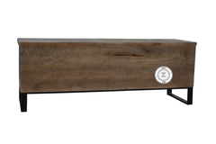 Industrial Dark Wood TV Unit Cabinet Metal Legs