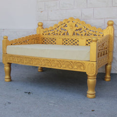 Mughal Garden Hand Carved Balinese Daybed Golden