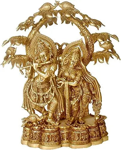 Indian Lord Radha Krishna Under the Kadamba Tree In Brass Statue
