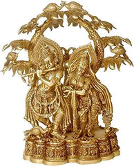 Indian Lord Radha Krishna Under the Kadamba Tree In Brass Statue