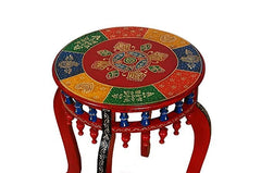 Pandora Hand Painted Multicolored Wooden Stool Side Table