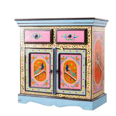 Pandora Hand Painted Indian Solid Wood Buffet Cabinet Multicolour