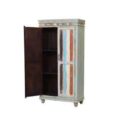 Rainbow Indian Reclaimed Wood Tall Storage Cabinet