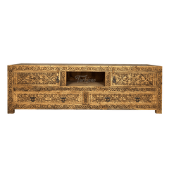 Indian Hand Carved Solid Wood TV Unit 17