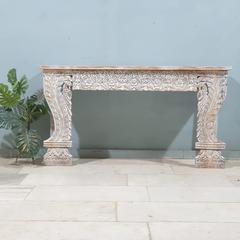 Handmade Indian Furniture Solid Hard Wood Carved Console Table 150x40x80Cm