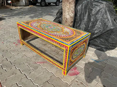 Indian Rajasthani Hand Painted Solid Wood Coffee Table C159