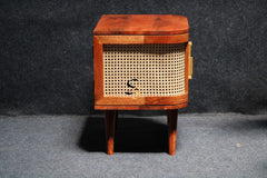 Rattan Elegance Series Solid Wood Cane Bedsides Table B3