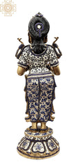 Indian Handmade Deeplakshmi Brass Statue With Inlay Work