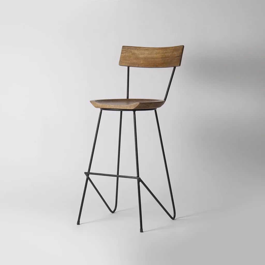 The Gileteen Metal and Wooden Seat Stool for Kitchen Bar Cafe Chair