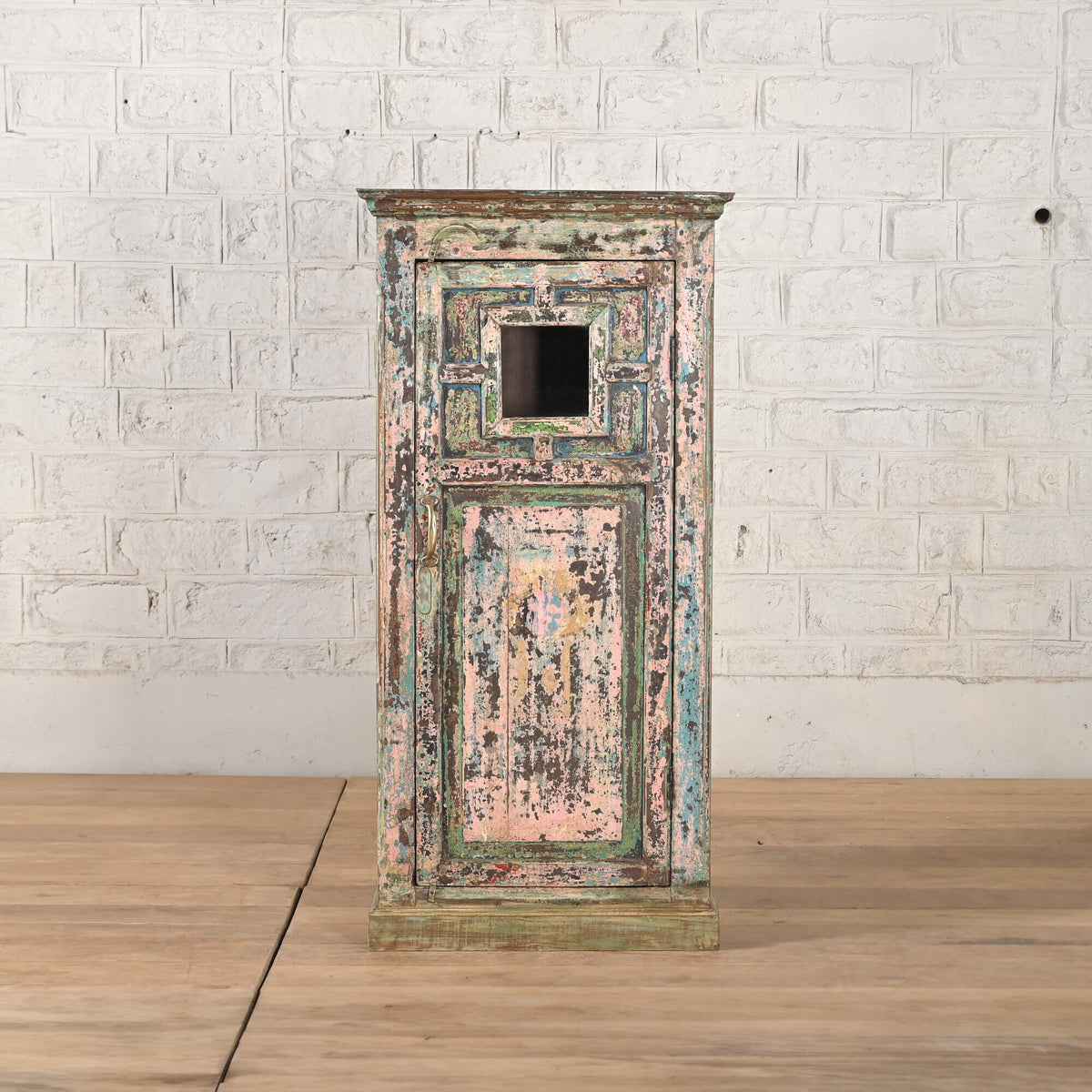 Vintage Reclaimed Wood Rustic Cabinet Pink