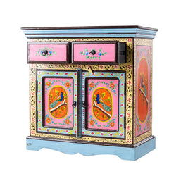 Pandora Hand Painted Indian Solid Wood Buffet Cabinet Multicolour