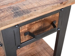 Solid Wood Industrial Side Table 1 Drawer