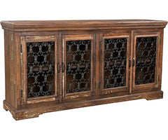 Indian Handmade Metal Jali Solid Wood Sideboard