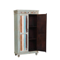 Rainbow Indian Reclaimed Wood Tall Storage Cabinet