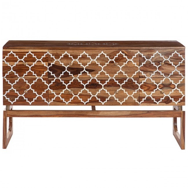 Maaya Bone Inlay Tv Unit White Brown Geometric 135cm