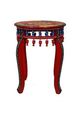 Pandora Hand Painted Multicolored Wooden Stool Side Table