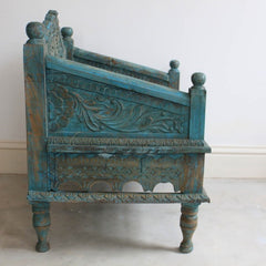 Mughal Garden Hand Carved Indian Single Chair Low Seat