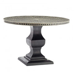 Maaya Bone Inlay Solidwood Round Pedestal Dining Table