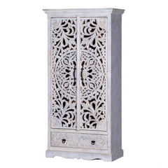 Kalah Solid Mango Wood Indian Hand Carved Wardrobe C13