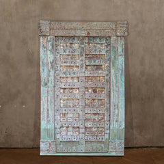 Indian Vintage Antique Hand Carved Solid Wood Door Multicolor 134