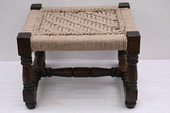 Indian Solid Wood Handmade Charpai Khat Manjhi Woven Charpai Ottoman Stool