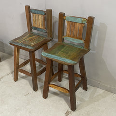 Indian Furniture Solid Hard Wood Reclaimed Timber Set of 2 Bar Chair 45x45x105CM