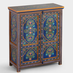 Hand Painted Solid Wood Cabinet In Multicolour