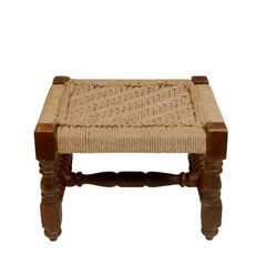 Indian Solid Wood Handmade Charpai Khat Manjhi Woven Charpai Ottoman Stool