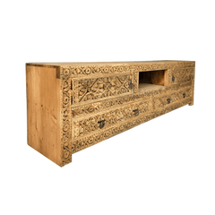 Indian Hand Carved Solid Wood TV Unit 17