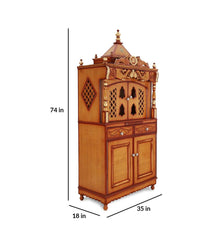 Large Sized Handmade Solid Wood Home Temple In Brown