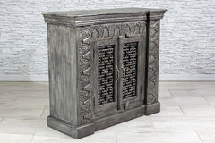 Jali Hand Carved Solid wood Cabinet Black 01