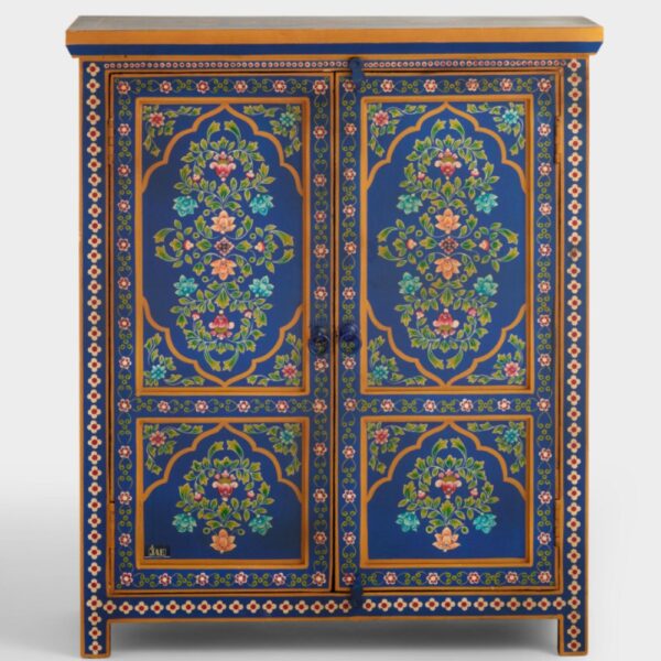 Hand Painted Solid Wood Cabinet In Multicolour