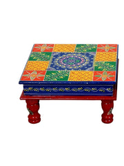 Brush & Timber Indian Handpainted Wooden Bajot Coffee Table