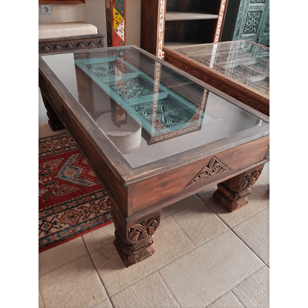 Indian Hand Carved Solid Wood Coffee Table C14