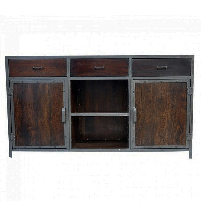 Angle Industrial French Style Metal Sideboard Buffet Chocolate 150x40x90cm